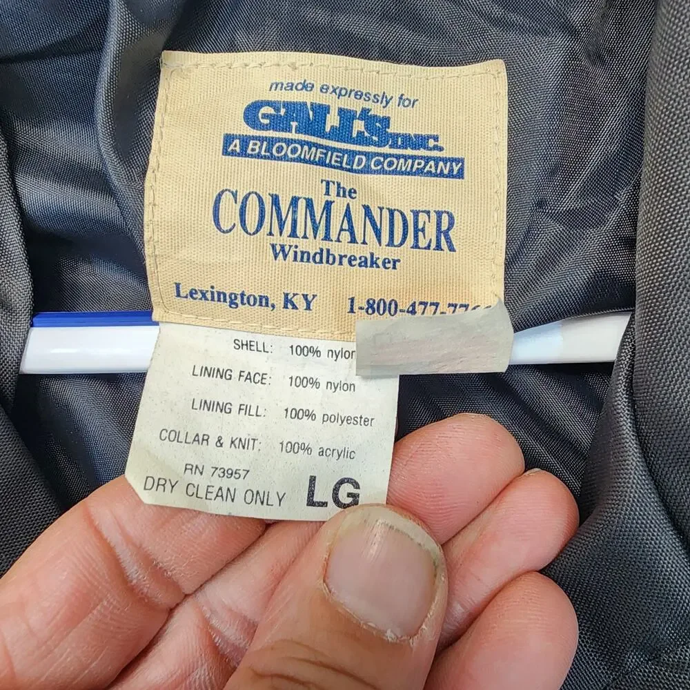Vintage The Commander Windbreaker for Galls Large Black Military Chore Made USA